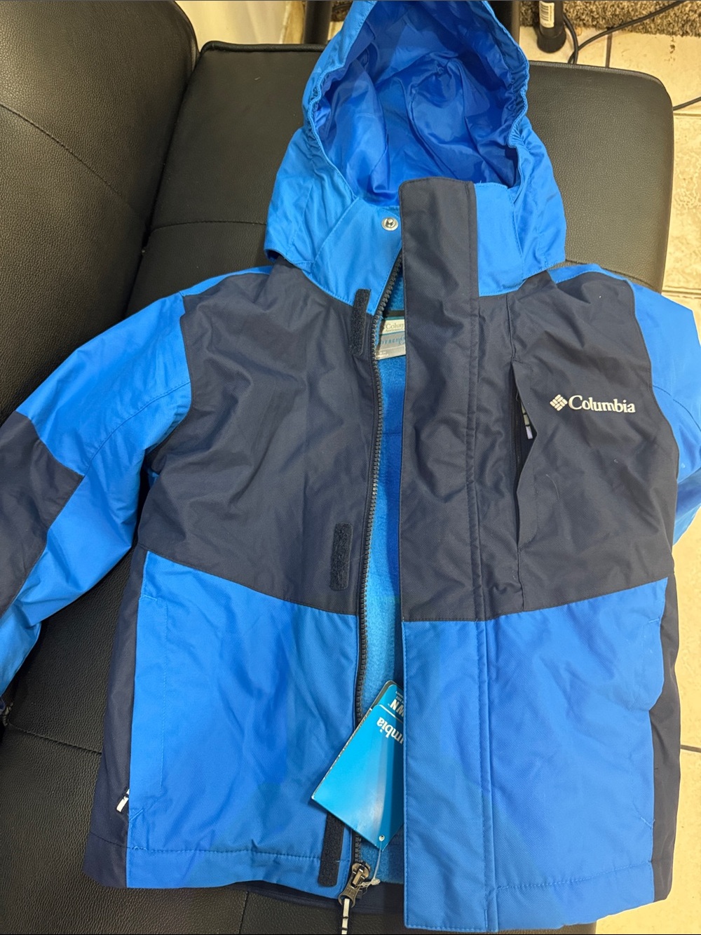 Columbia Kids Two-Tone Blue Hooded Puffer Jacket